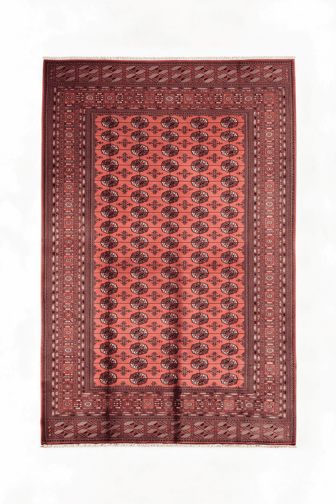 Rose Turkmen gül Bokhara Sherwan Afghan rug, 277×382cm, about 6 tatami