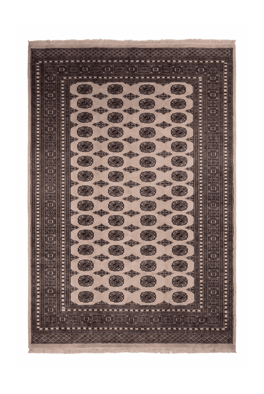 Cream Turkmen gül Bokhara rug, 201×320cm, about 4.5 tatami