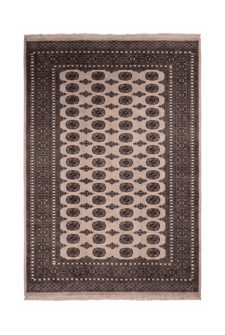 Cream Turkmen gül Bokhara rug, 201×320cm, about 4.5 tatami