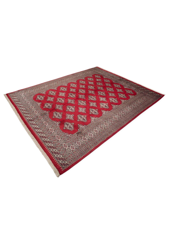Deep crimson Bokhara wool rug 197×252cm, Pakistani craftsmanship