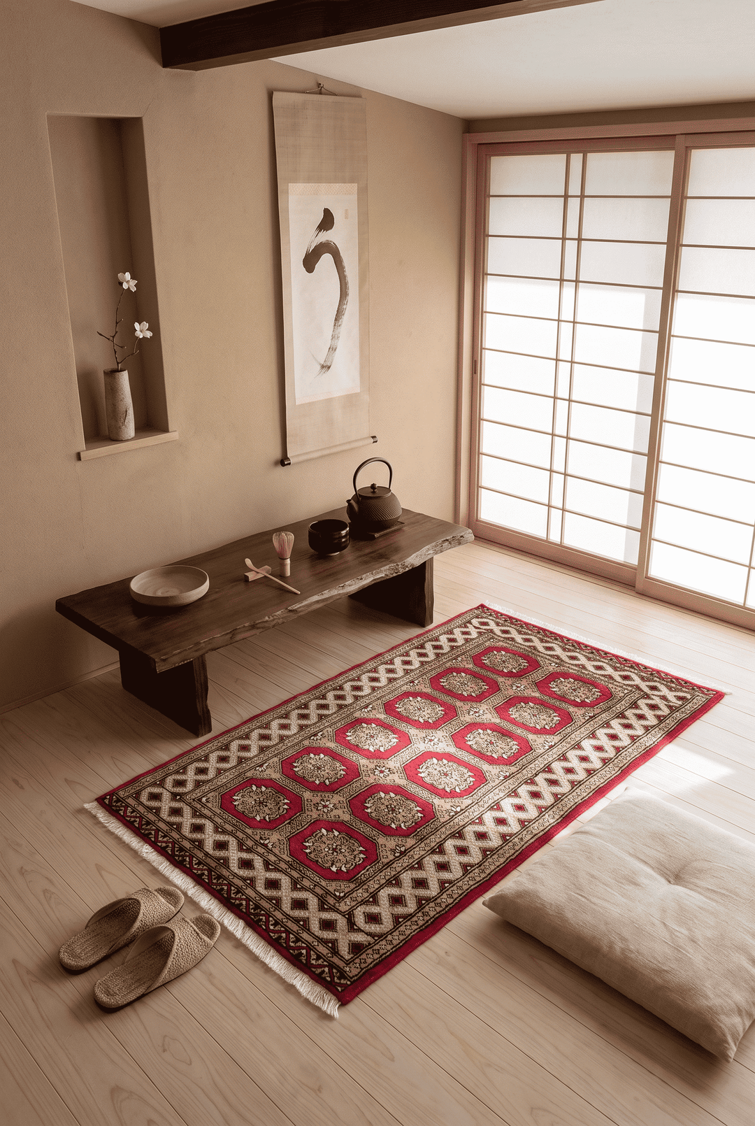 Crimson Red Pakistani Bokhara Rug, hand-knotted, 78×129cm, photo 2