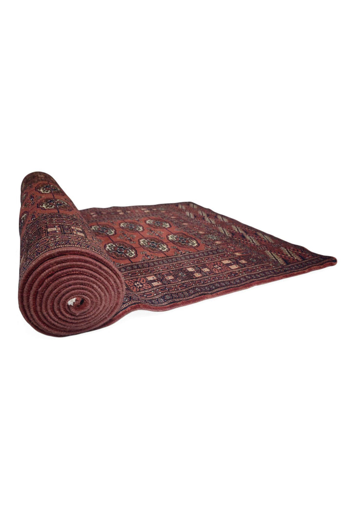 One-of-a-kind brick red Afghan Sherwan hand-knotted runner