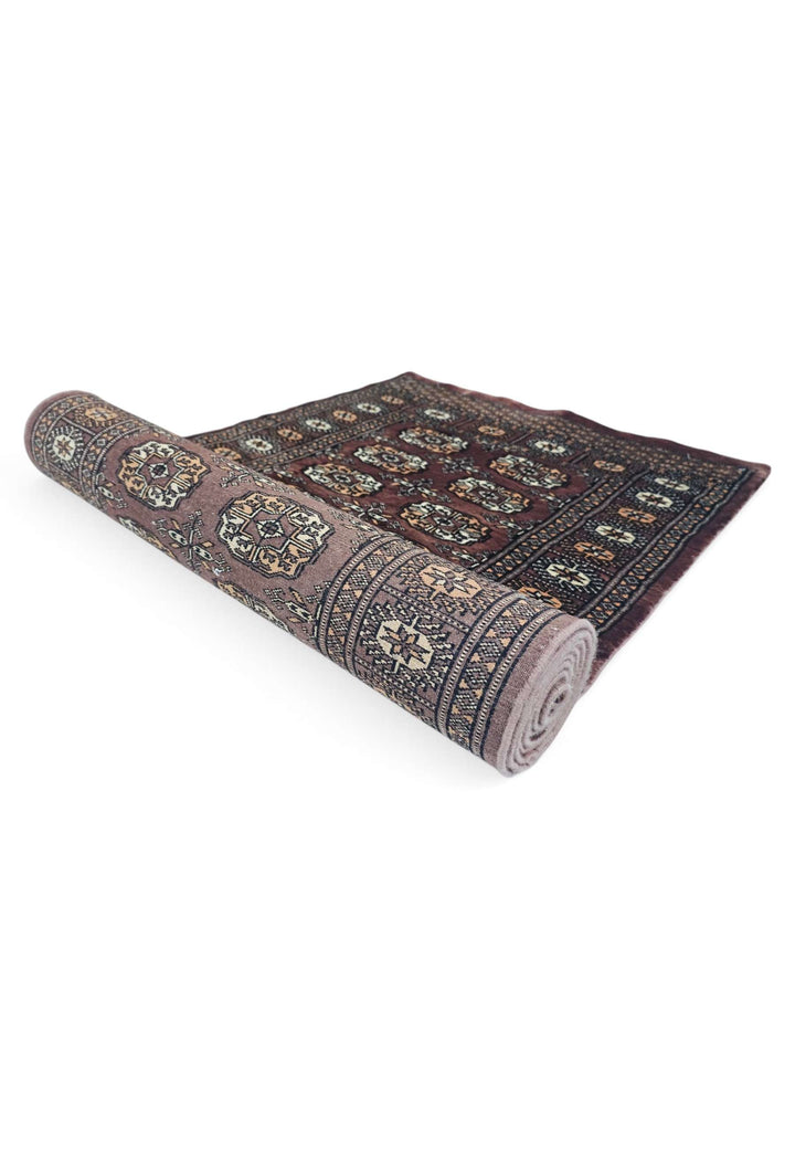 One-of-a-kind taupe and cream Pakistani Bokhara runner