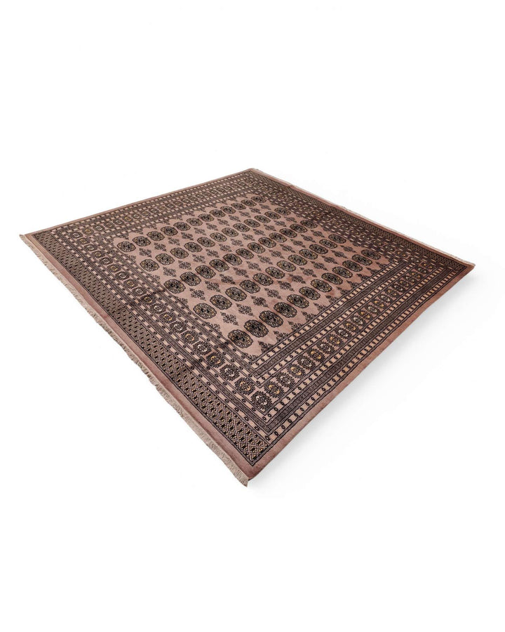 One-of-a-kind dusty taupe Pakistani Bokhara square wool rug