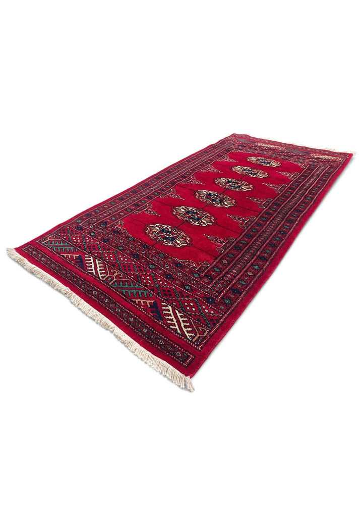 Madder red Bokhara wool rug 69×142cm, Pakistani craftsmanship