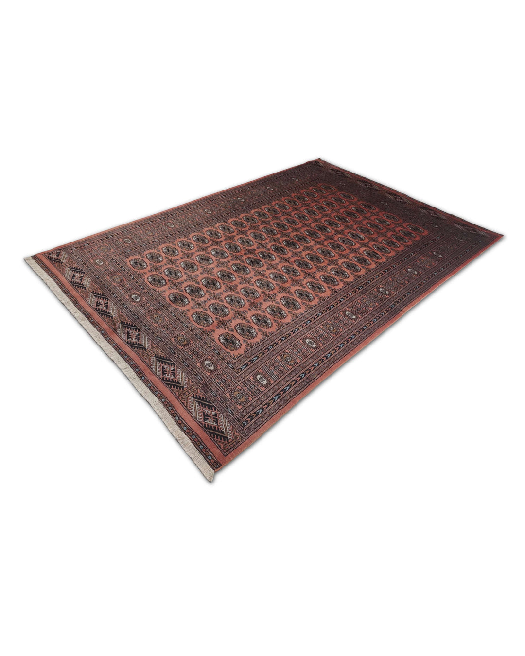 Terracotta Bokhara wool rug 187×271cm, Pakistani craftsmanship