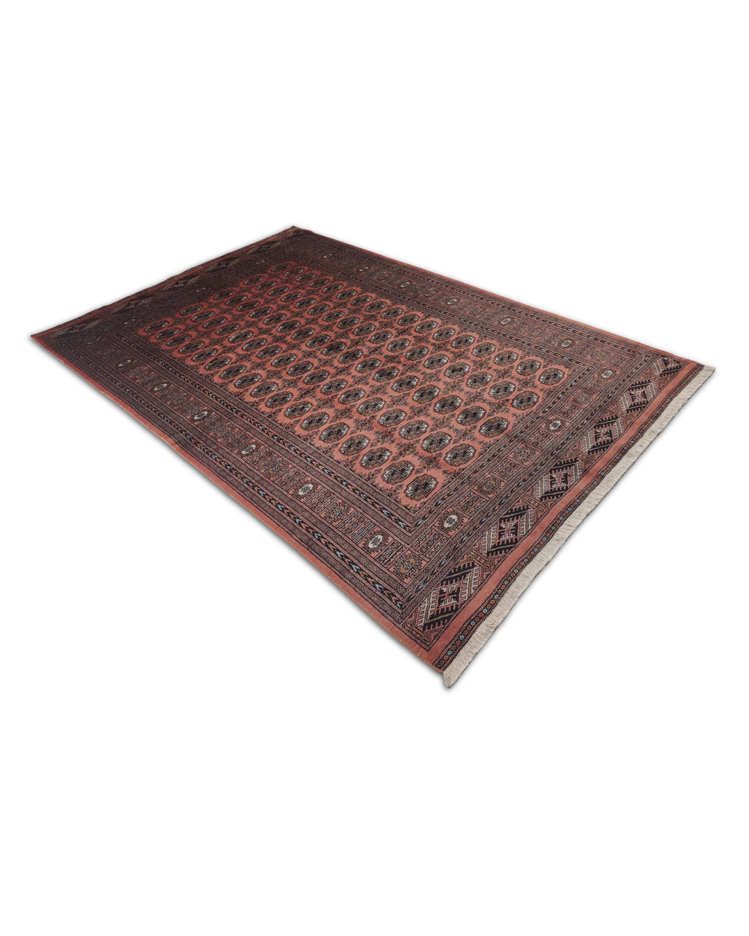 Terracotta and espresso rug for a living room, about 3 tatami