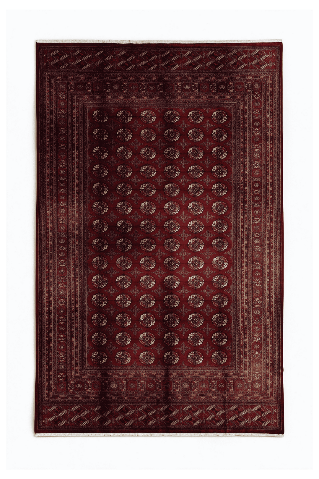 Mauve Taupe Pakistani Bokhara Rug, gul design, hand-knotted, 282×369cm