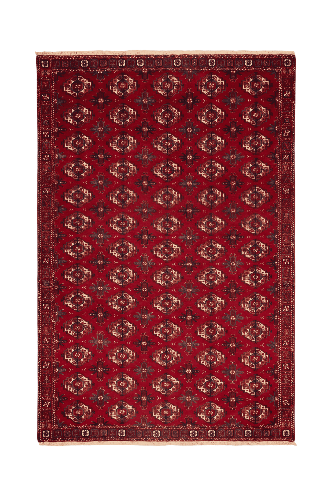 Red Turkmen Bokhara Afghan Sherwan rug, hand-knotted wool