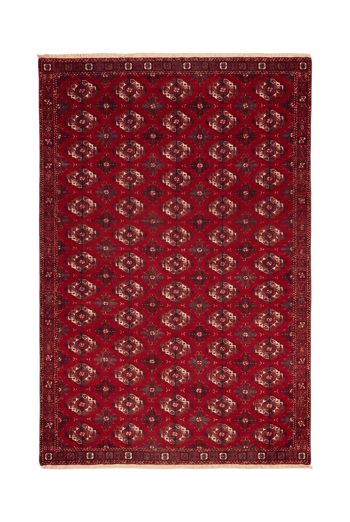 Red Turkmen Bokhara Afghan Sherwan rug, hand-knotted wool