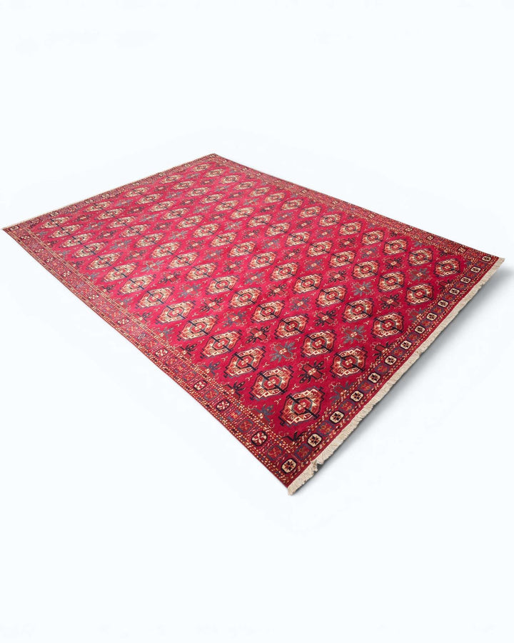 Red Turkmen Bokhara Afghan rug, Afghanistan craftsmanship