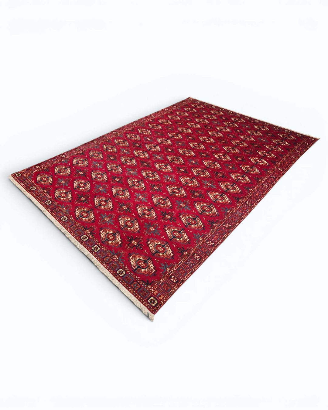 Turkmen Bokhara rug in red, hand-knotted Afghan wool