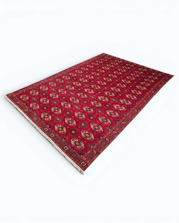 Turkmen Bokhara rug in red, hand-knotted Afghan wool