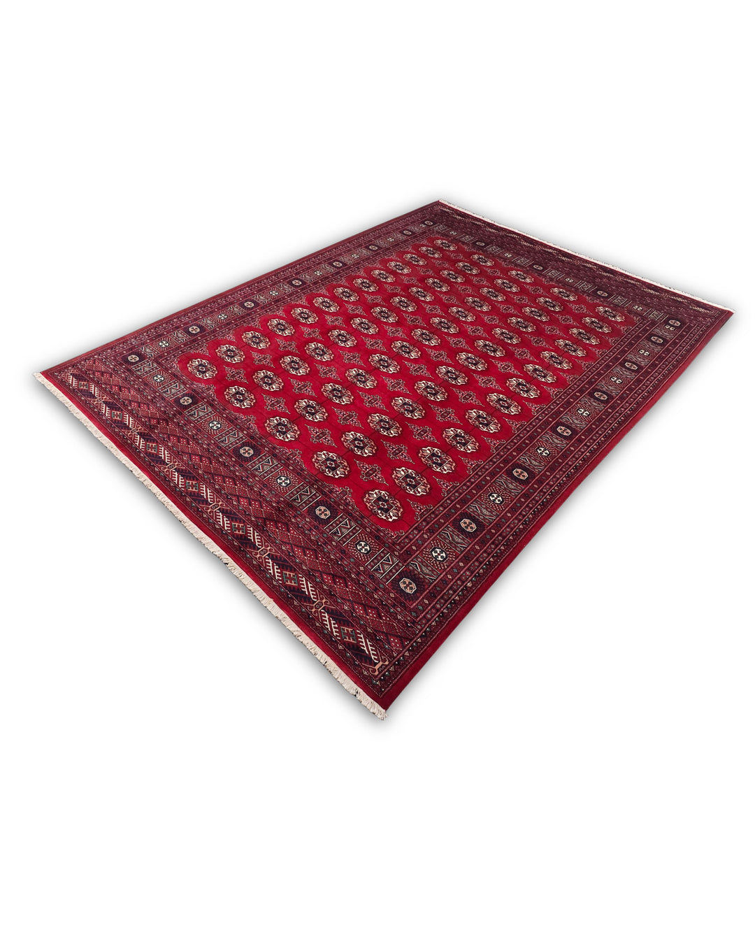One-of-a-kind red Pakistani Bokhara wool rug, 4.5 tatami