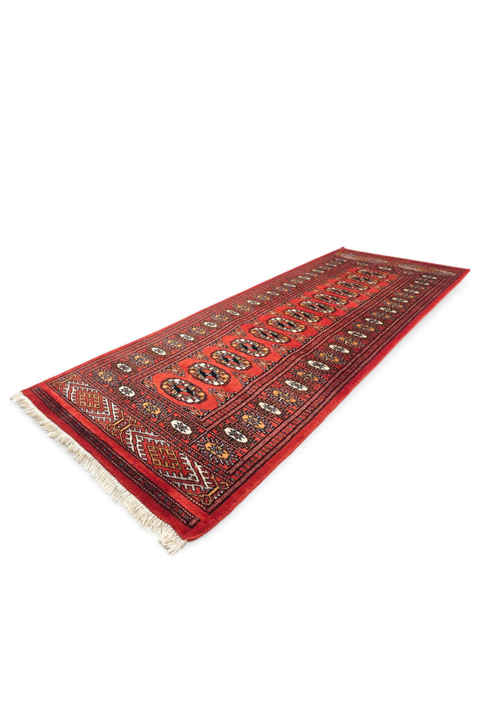 Red orange Bokhara wool rug 64×177cm, Pakistani craftsmanship