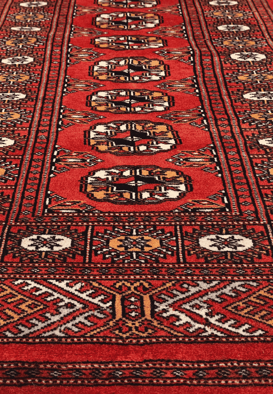 One-of-a-kind red and orange Pakistani Bokhara entrance mat