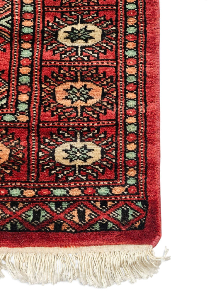 One-of-a-kind red and salmon Pakistani Bokhara entrance mat