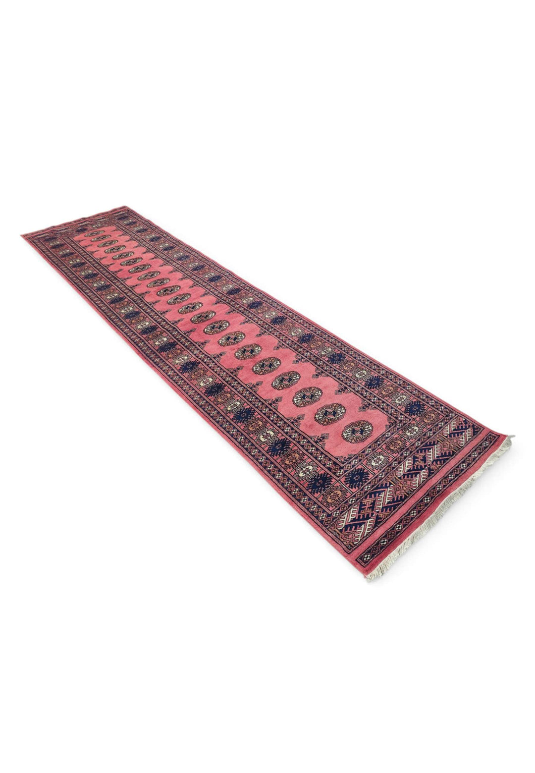Rose navy Bokhara runner 76×306cm, Pakistani craftsmanship
