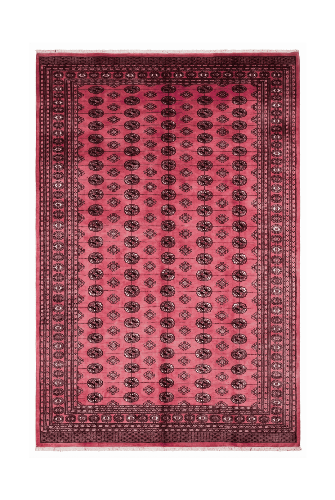 Rose pink Turkmen gül Bokhara rug, 260×325cm, about 6 tatami