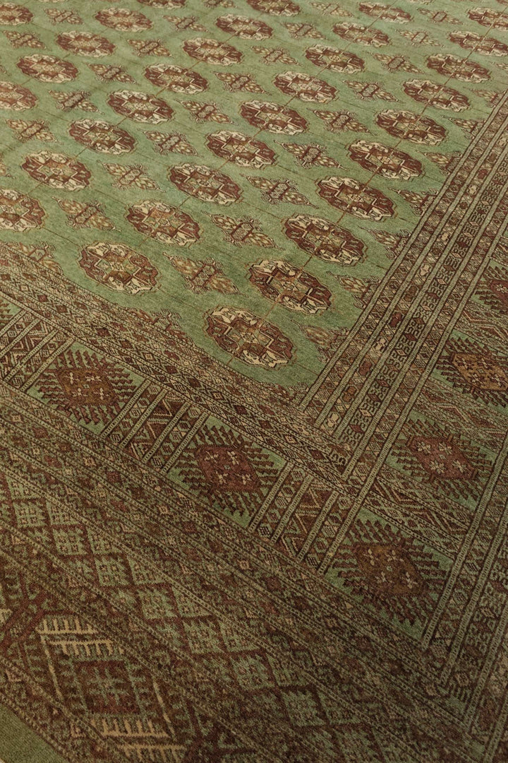 Sage Pakistani Bokhara Rug, hand-knotted, 300×419cm, photo 4