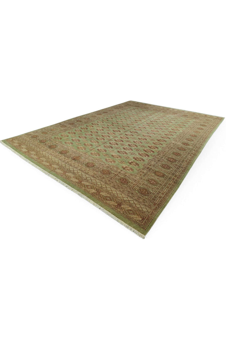 Sage Pakistani Bokhara Rug, hand-knotted, 300×419cm, photo 6