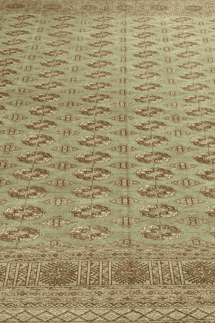 Sage Pakistani Bokhara Rug, hand-knotted, 300×419cm, photo 8