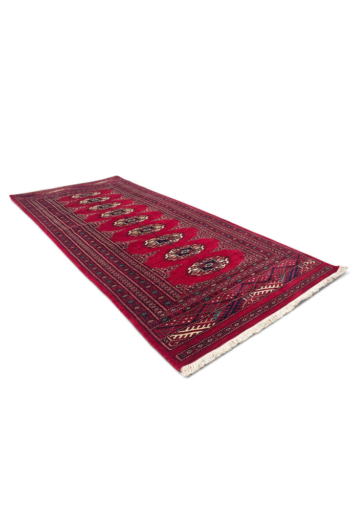 Wine red and cream threaded gül rug for a bedroom, 109×195cm