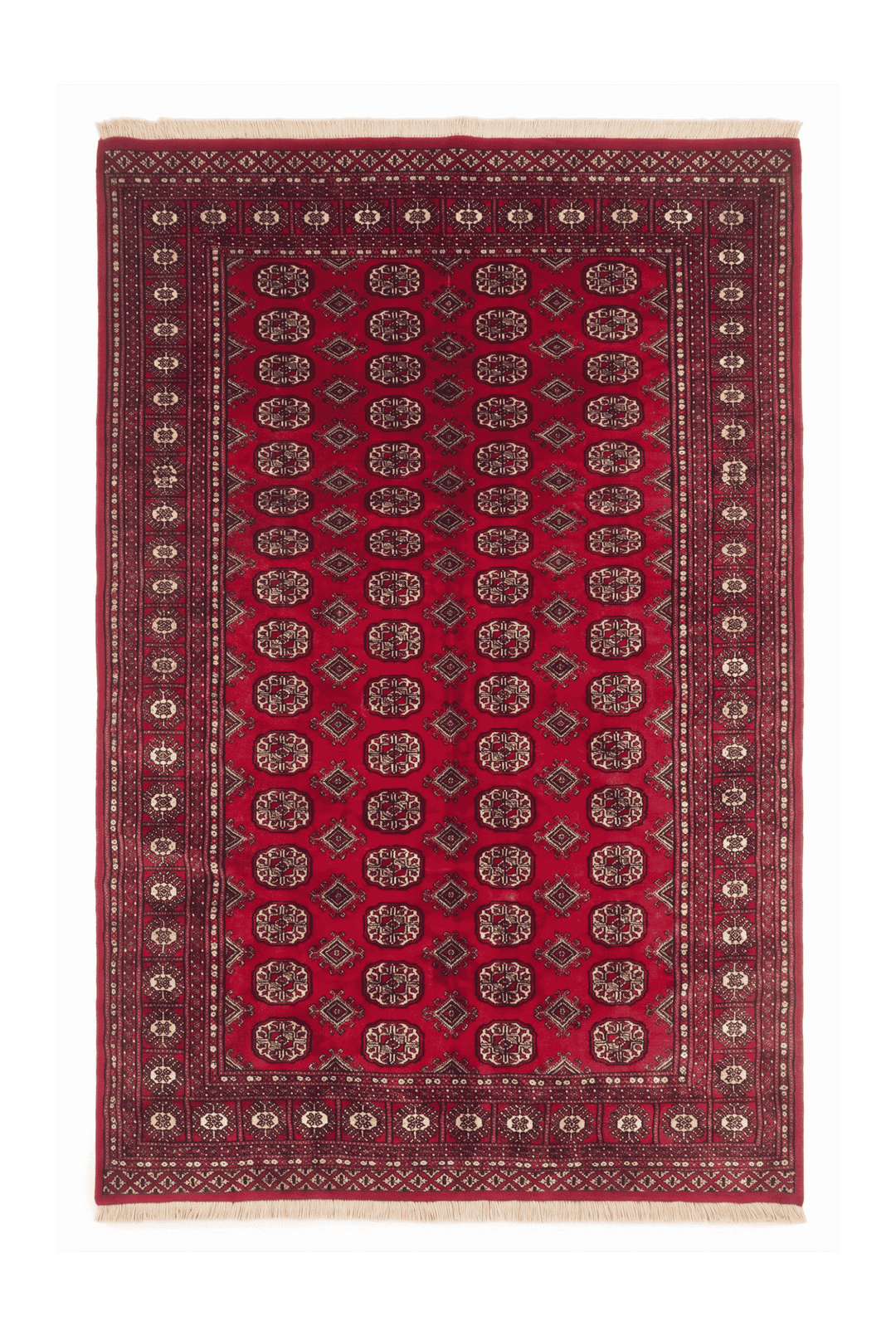 Wine red Turkmen gül Bokhara hand-knotted wool rug, 152×238cm, 2 tatami