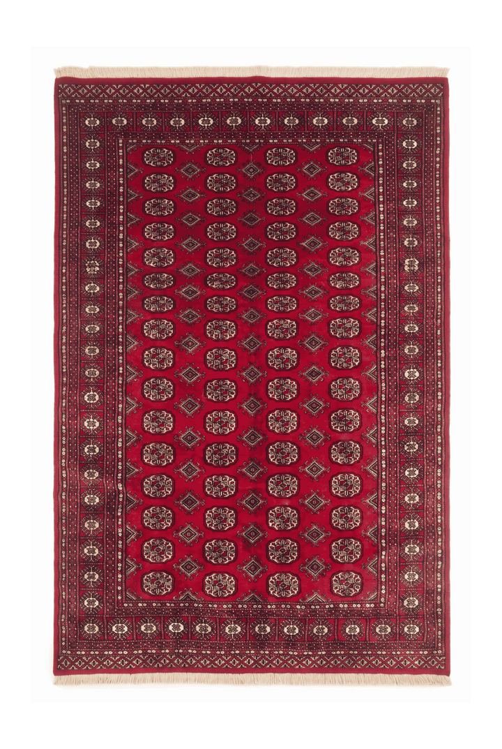 Wine red Turkmen gül Bokhara hand-knotted wool rug, 152×238cm, 2 tatami