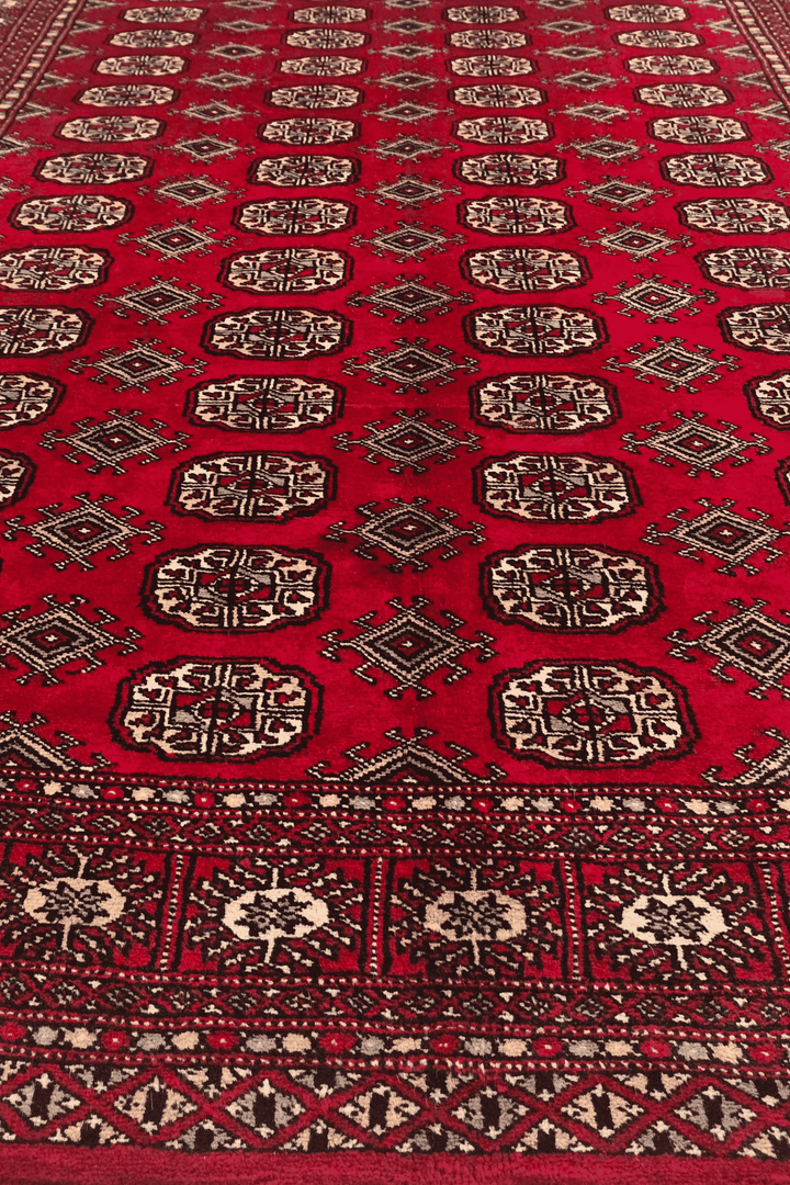 One-of-a-kind wine red Pakistani Bokhara wool rug, 152×238cm