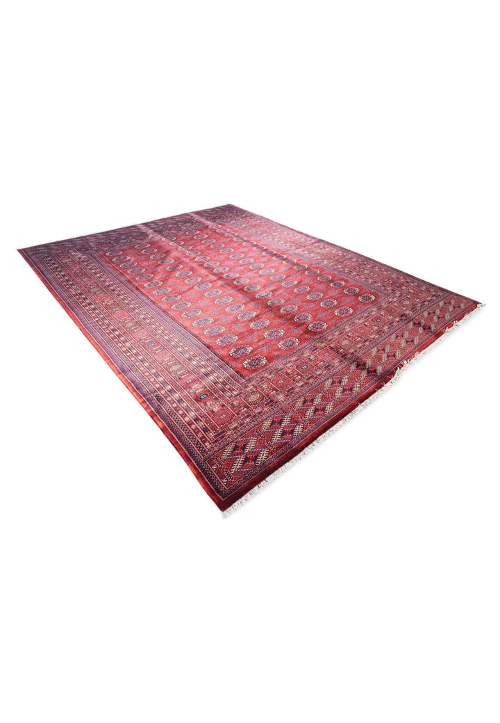 One-of-a-kind wine red Afghan Sherwan hand-knotted rug