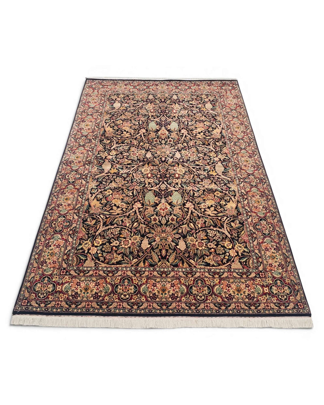 Midnight garden Tabriz rug, Pakistani double-knot weave
