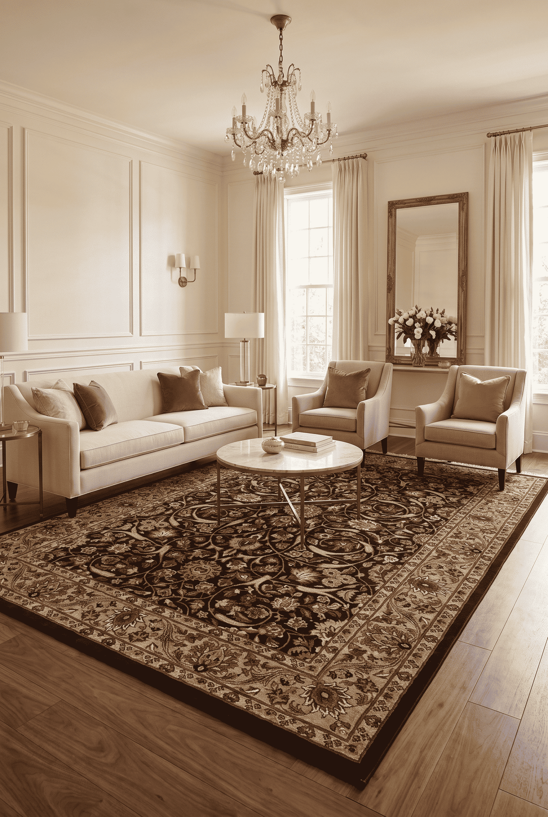 Border detail of ebony gold hand-knotted double-knot rug