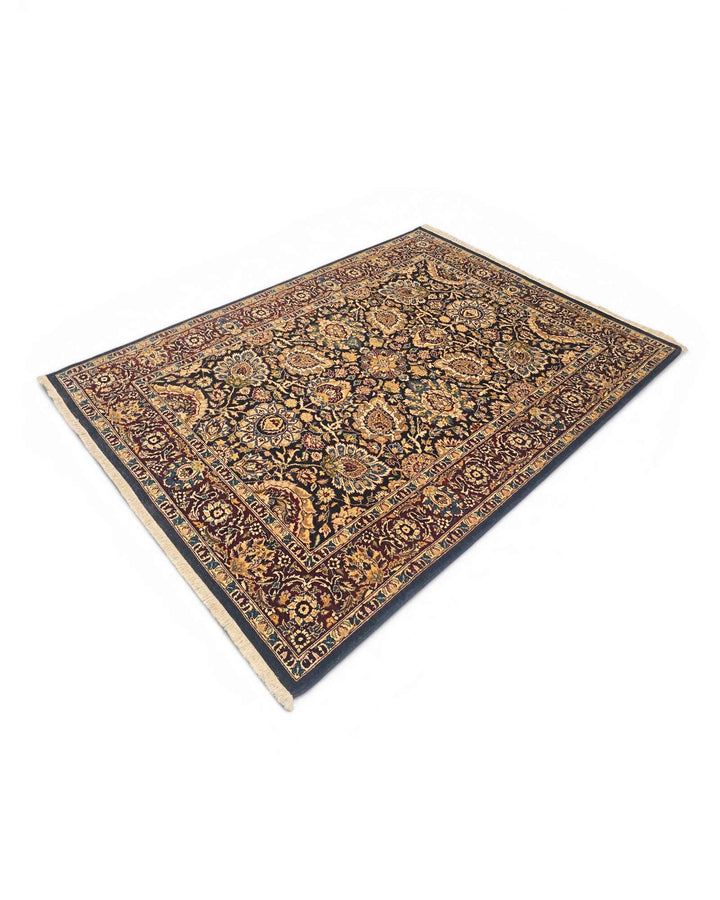 Jet black gold Tabriz rug, Pakistani double-knot weave