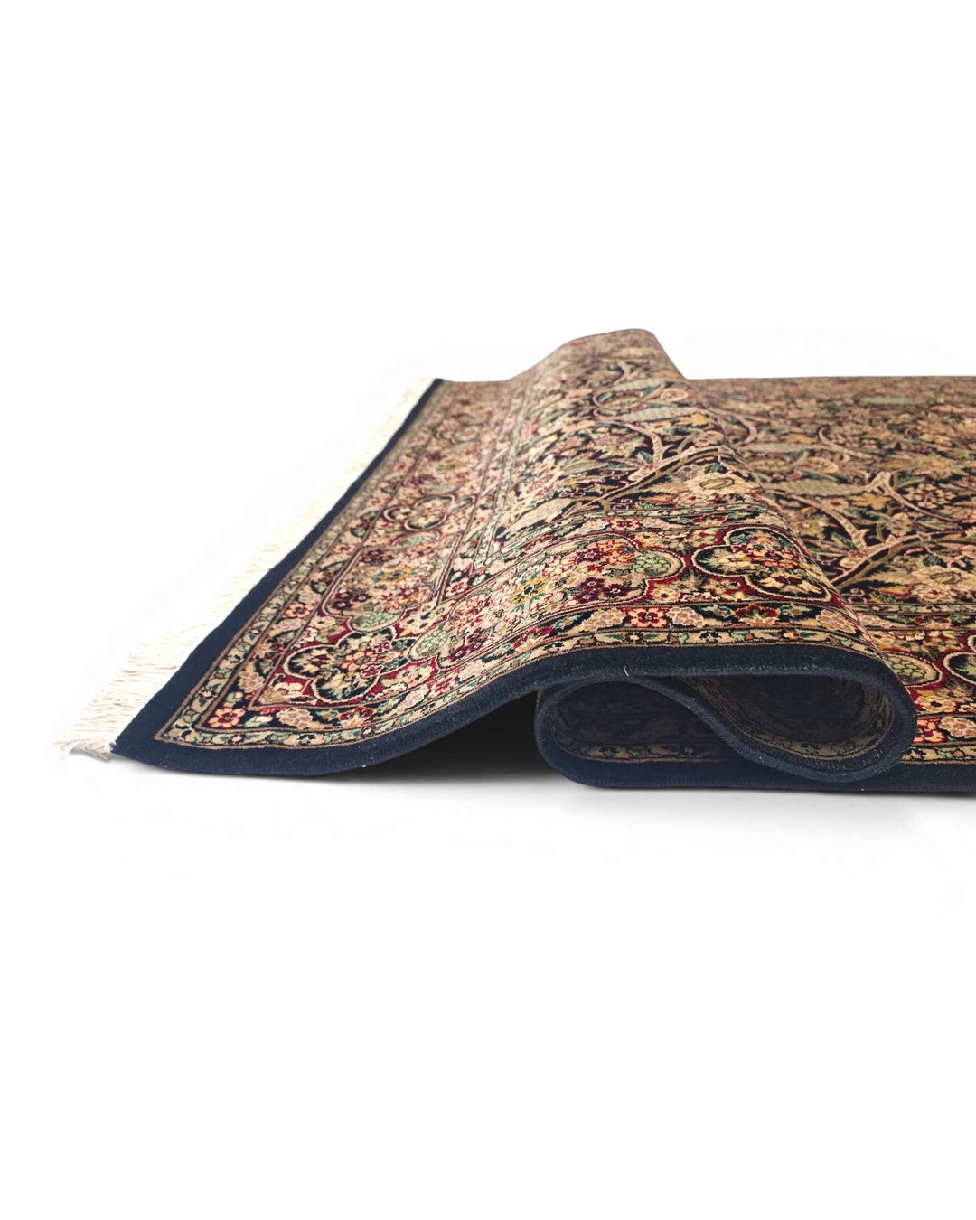 Black garden Tabriz rug detail, Pakistani double-knot weave