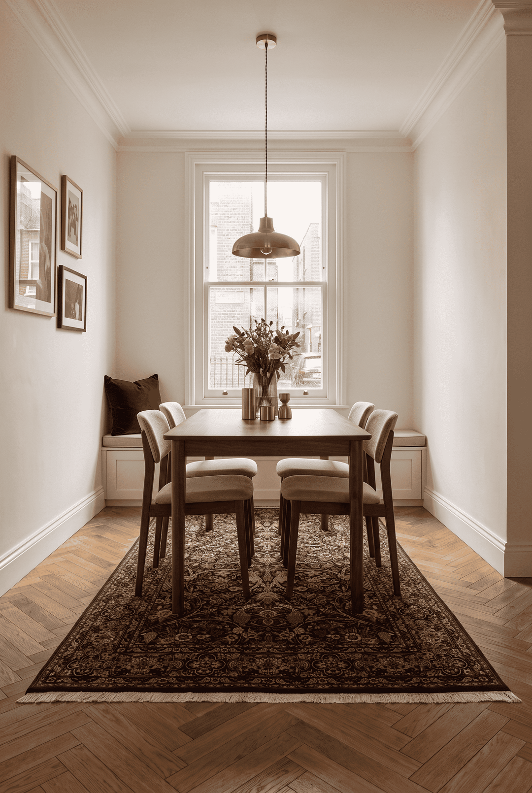 Border detail of black garden hand-knotted double-knot rug