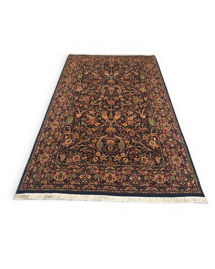 Black garden Tabriz rug, Pakistani double-knot weave
