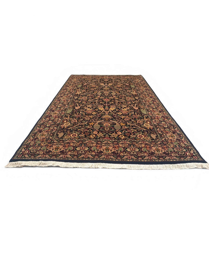 Corner of black garden Tabriz Pakistani double-knot rug