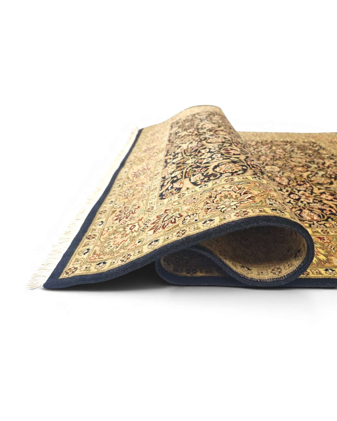 Onyx and gold all-over floral hand-knotted Pakistani rug