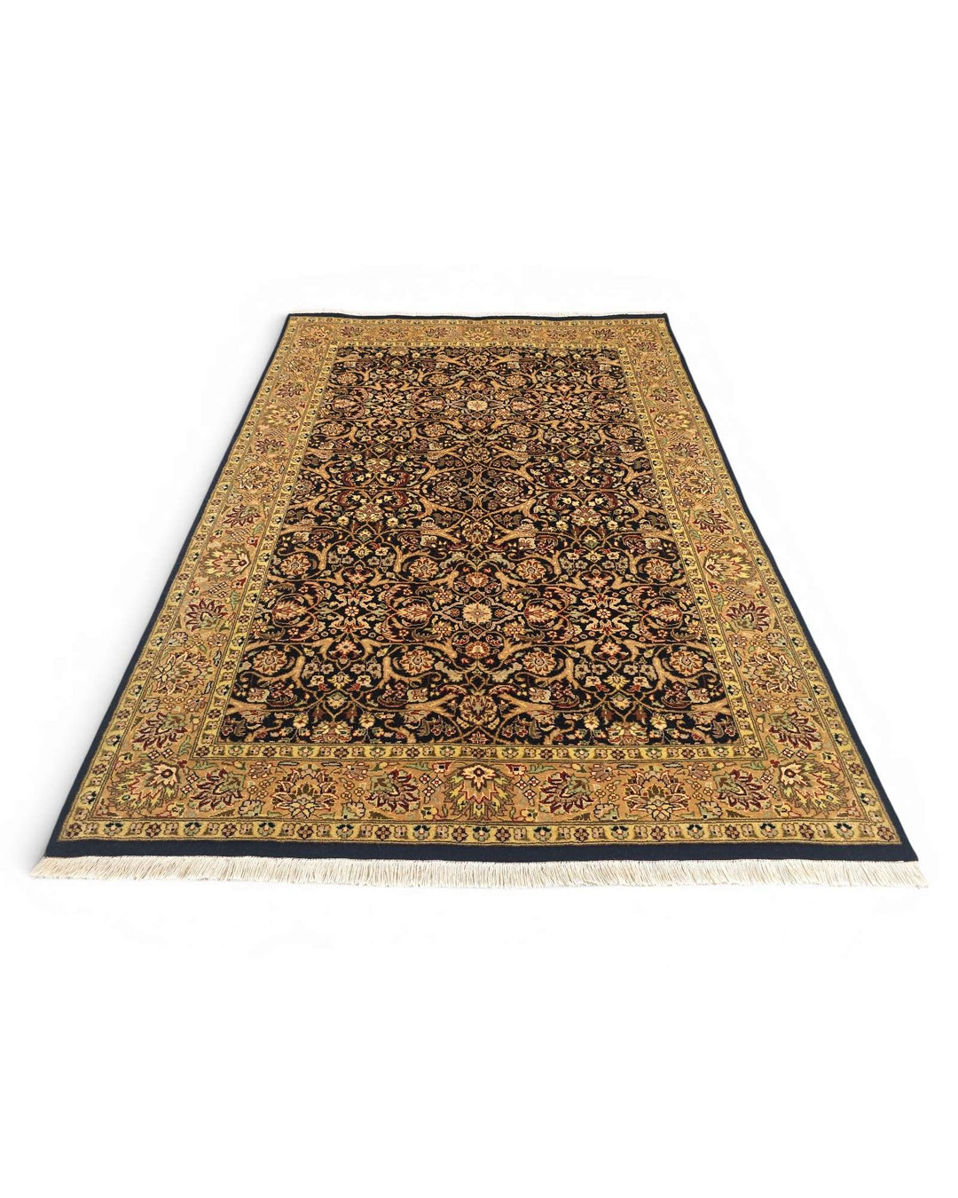 Hand-knotted wool pile of onyx gold Tabriz rug