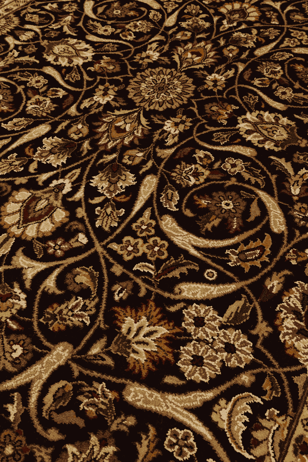 All-over vine floral detail in midnight onyx and gold