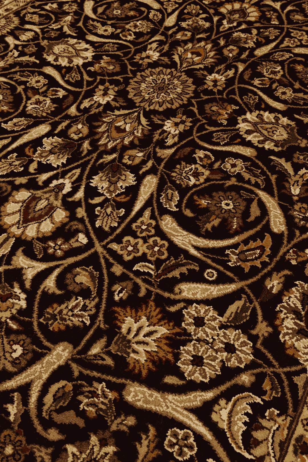 All-over vine floral detail in midnight onyx and gold
