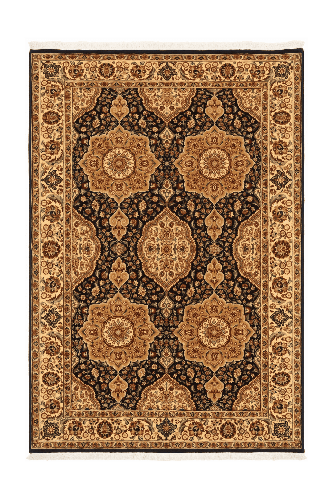 Gold star medallion Tabriz rug, hand-knotted Pakistani wool