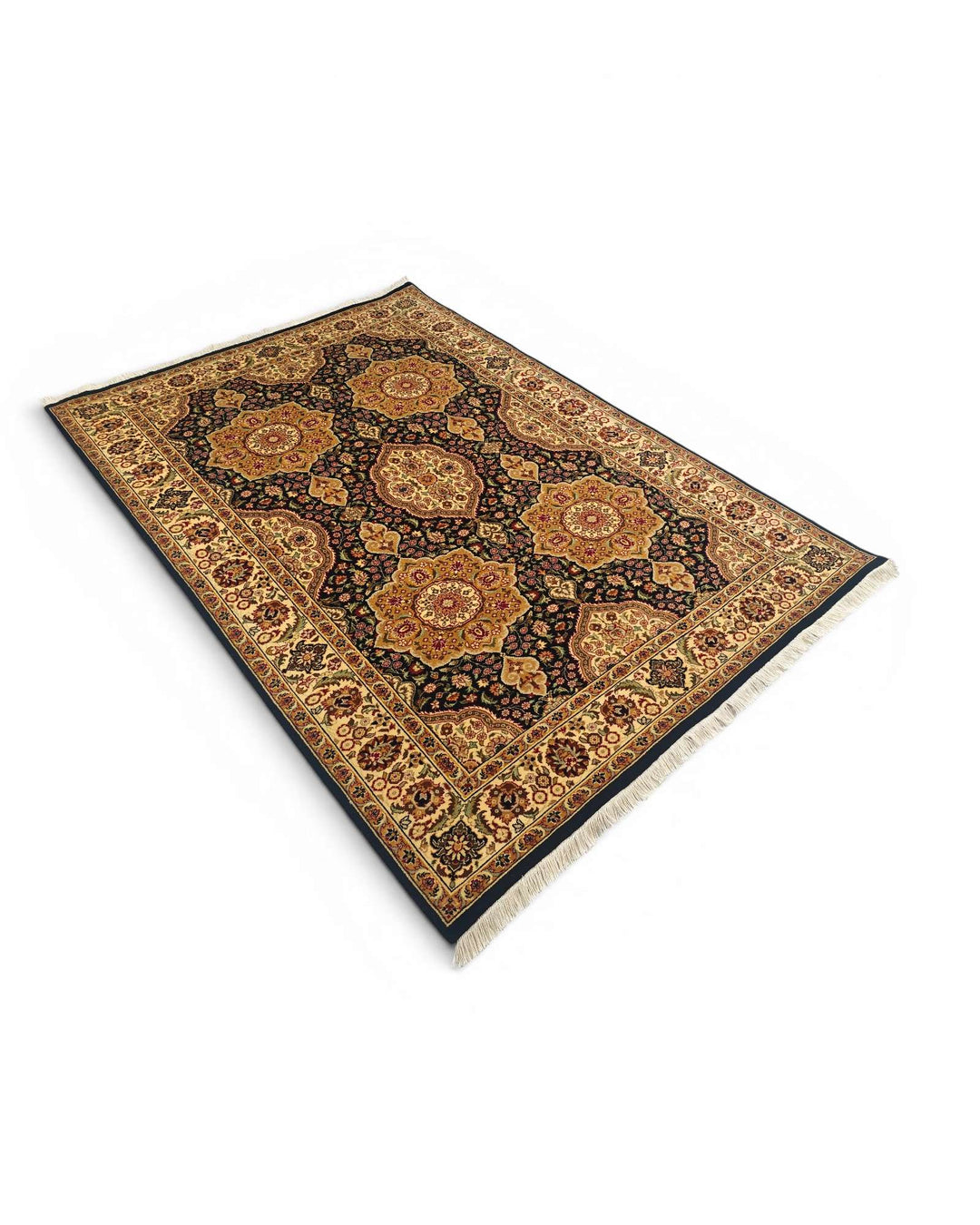Fringe of gilded star Tabriz hand-knotted rug