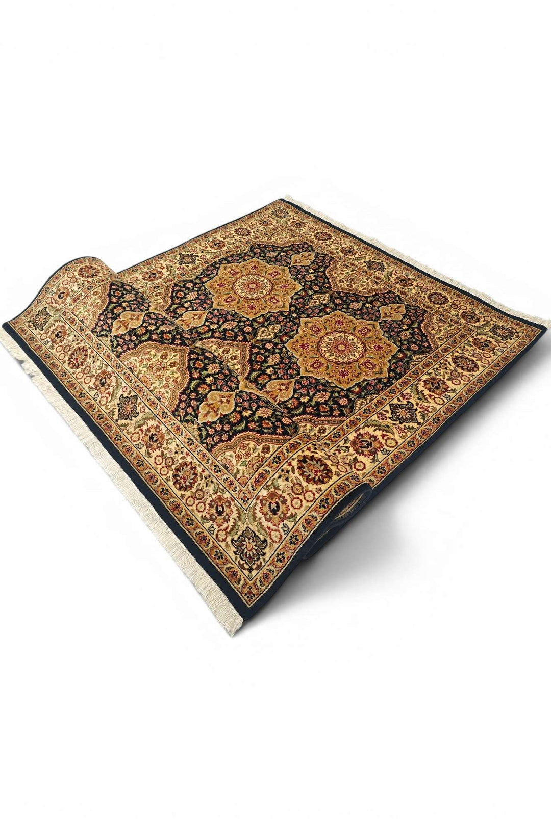 Corner of gilded star Tabriz Pakistani double-knot rug
