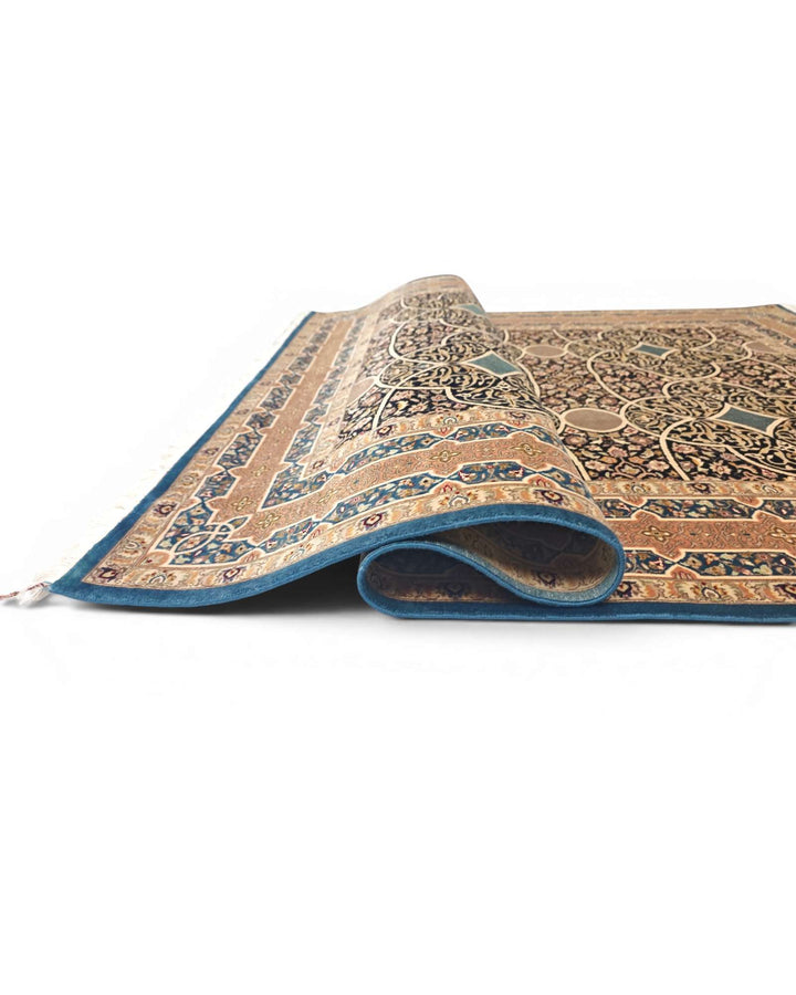 Camel arabesque lattice hand-knotted Pakistani wool rug