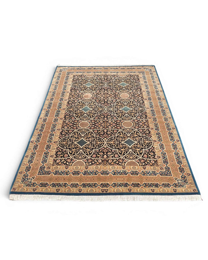 Camel arabesque rug, Pakistani double-knot weave