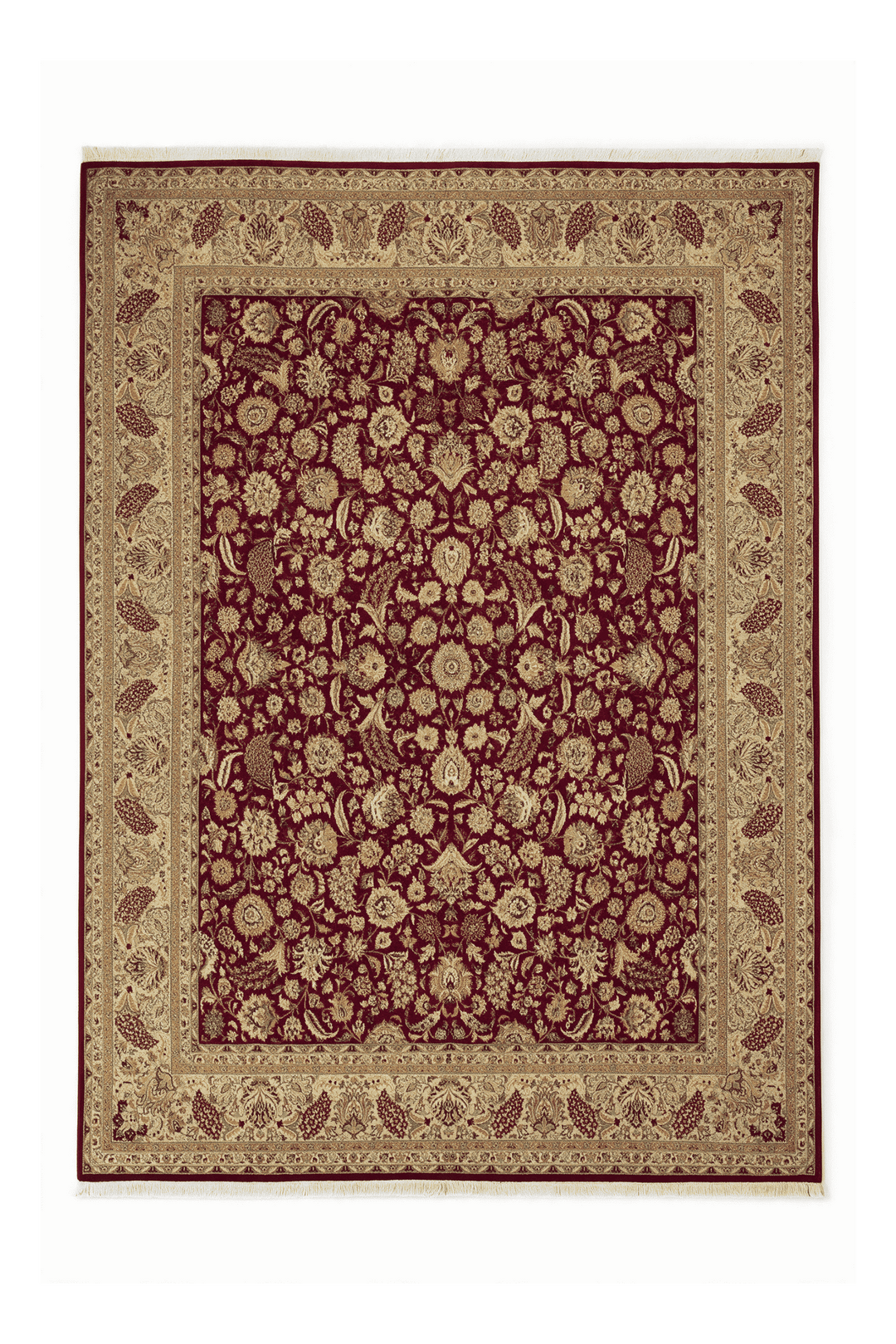 Burgundy and camel Shah Abbasi floral rug, 242×300cm, 4.5 tatami