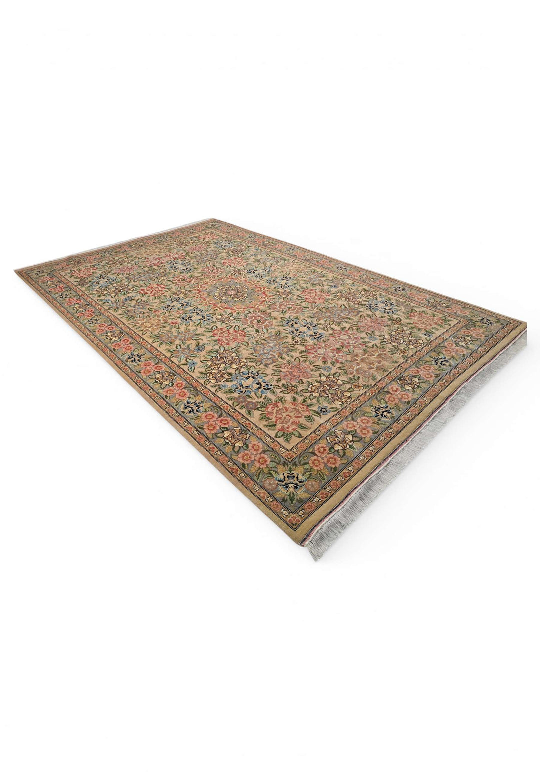 Camel and pink rose Gol Farang rug for a living room, 3 tatami