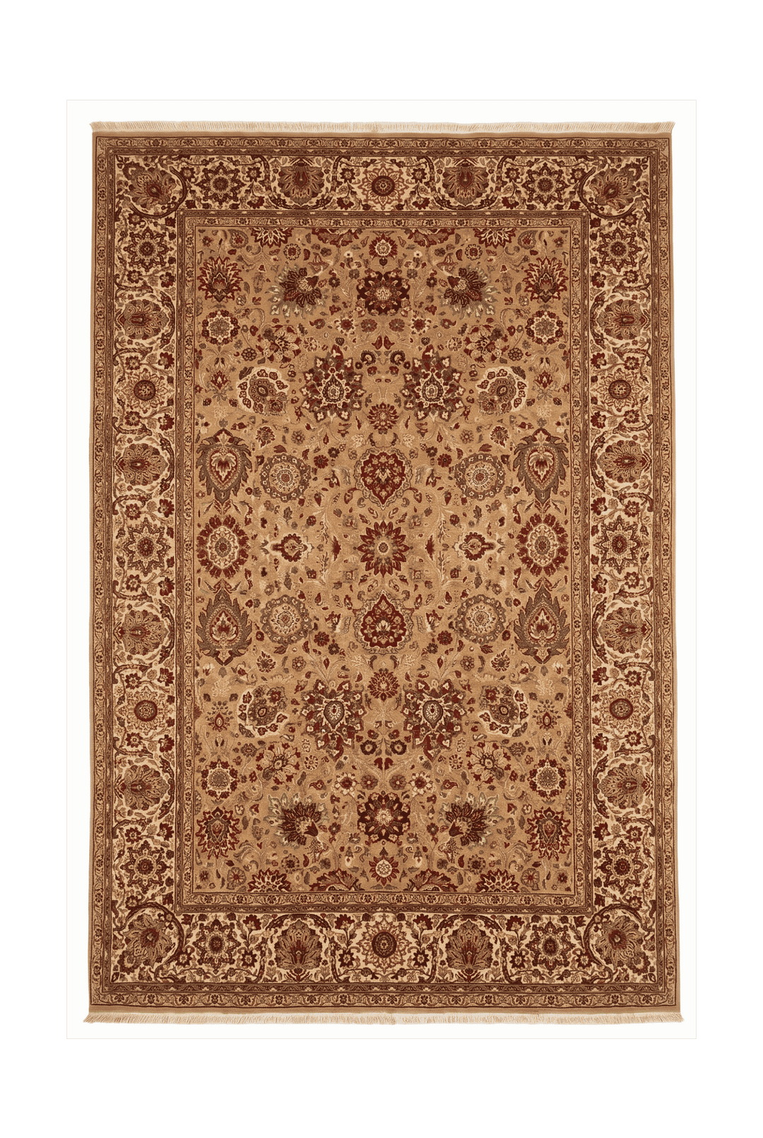 Gold and ivory Tabriz floral rug, 186×278cm, about 3 tatami